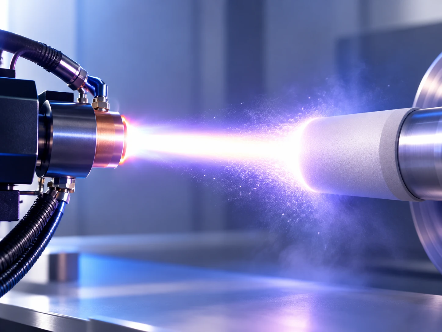 APS plasma jet during working-coating deposition