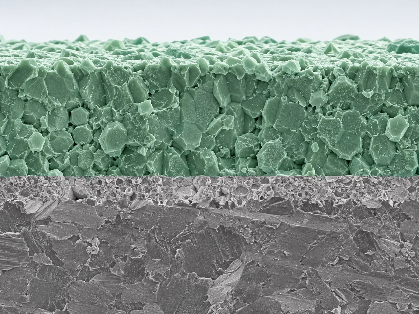 Microscopic cross-section of a Cr2O3 ceramic layer
